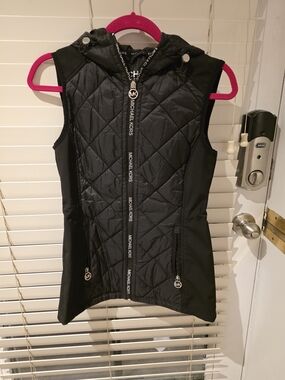 Michael Kors Black Quilted Hooded Vest
